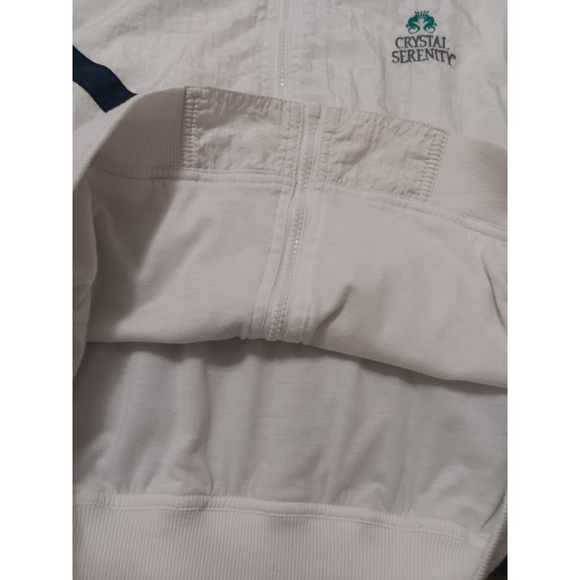 Vintage Crystal Cruises Serenity Medium Jacket White Windbreaker Hood Relax - Picture 7 of 9